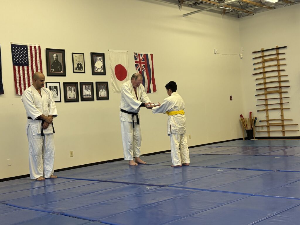 Danzan Ryu Jujitsu training in Tucson with student promotion ceremony